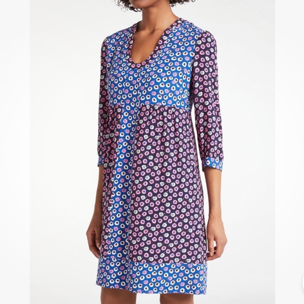 Boden Floral Mini Dress in Blue and Purple